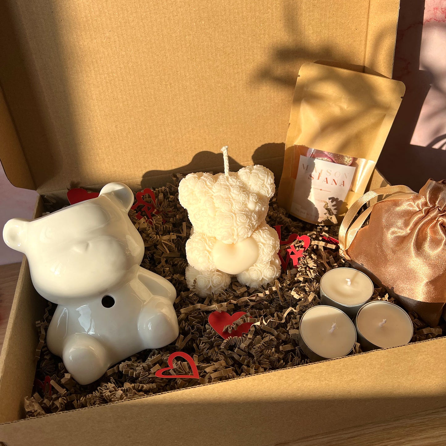 Coffret cadeau Saint-Valentin Ourson blanc