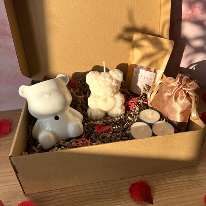 Coffret cadeau Saint-Valentin Ourson blanc