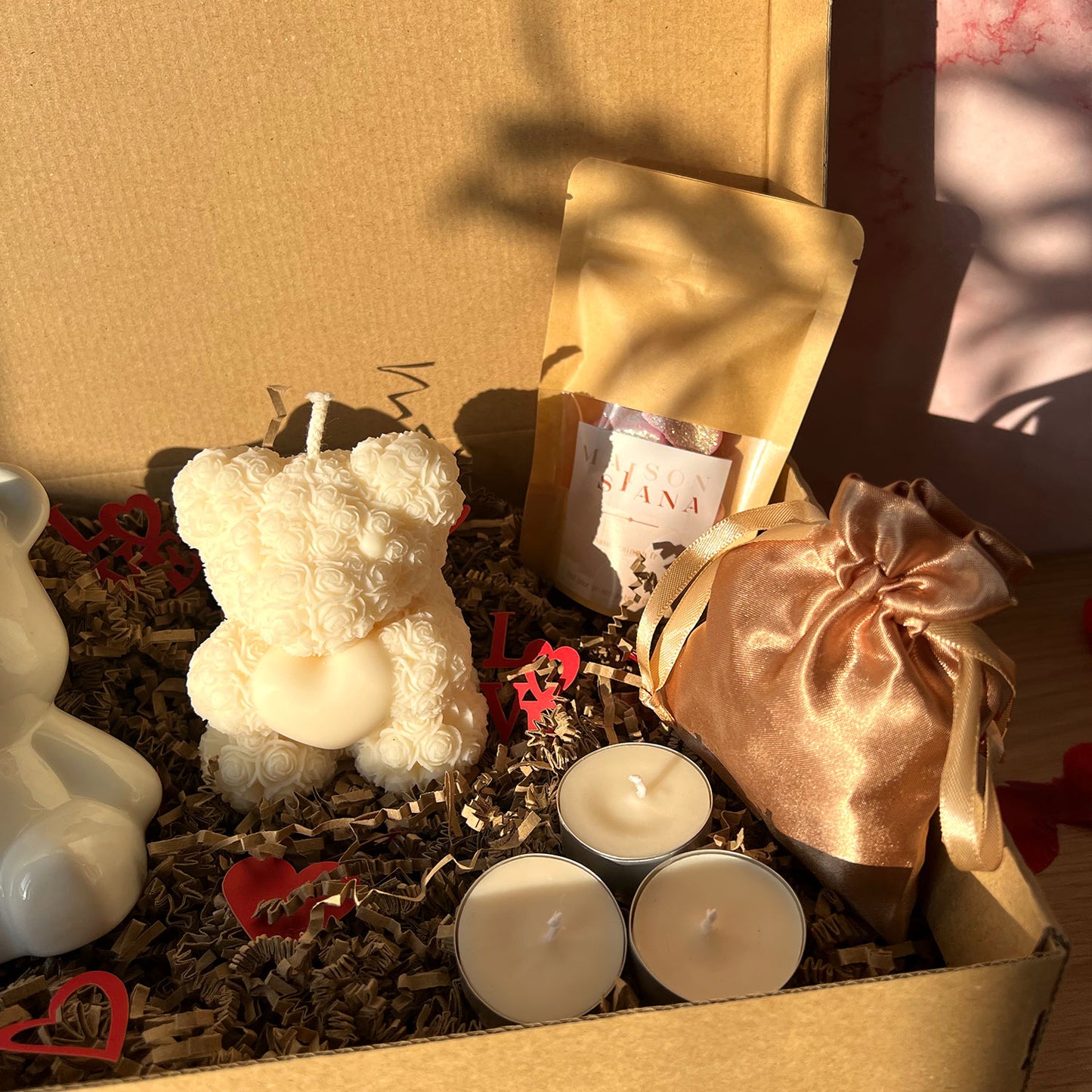 Coffret cadeau Saint-Valentin Ourson blanc