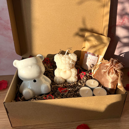 Coffret cadeau Saint-Valentin Ourson blanc