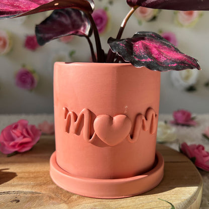 Pot fleur Maman fait main "Mom" Rose